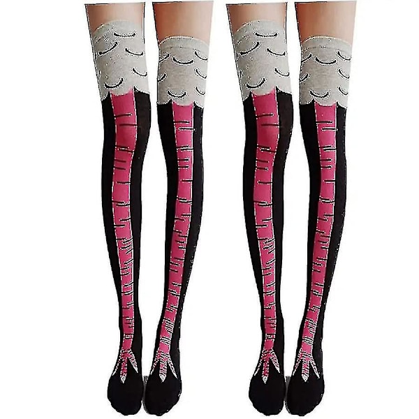 2 par kyllingfotsokker Nyhet Morsomme Galskap Kyllingbensokker Kalkunsokker Morsomme Gaver Til Fest [HK] Black red claw mid-calf