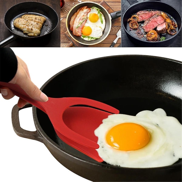 2-i-1 Nylon Grepp Flip Pancake Äggklämma Grepp Omelett Spatel Tång Klämma Pancake Stekt Kökstillbehör[HkkK]