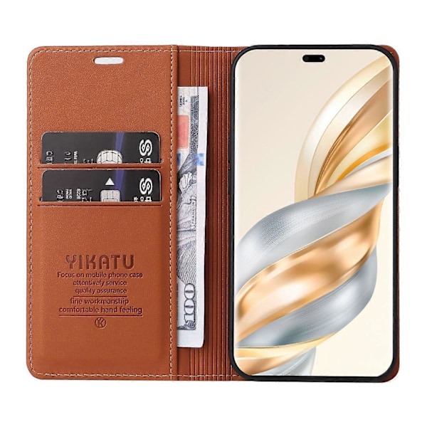 För Honor Magic7 Lite 5G/ X9c 5G Plånboksfodral Kortplats Ställ Läder Telefonskal [HK] Brown