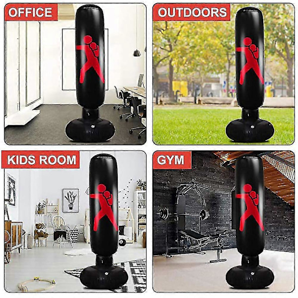 160 cm oppustelig bokse-punchingbag -ykc-[HK] 160cm Black