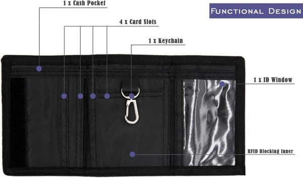 Slank Camouflage RFID-pung til drenge og børn udendørs sort[C][NK]
