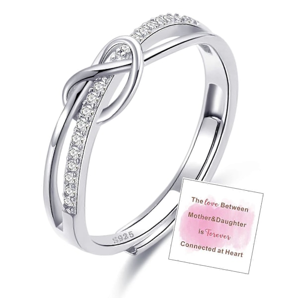 Sterling Forever Länkade Silverringar för Kvinnor S925 Justerbara Tumringar för Mamma Kärleksnöt Dotterringar Jul Mors Dag Presenter