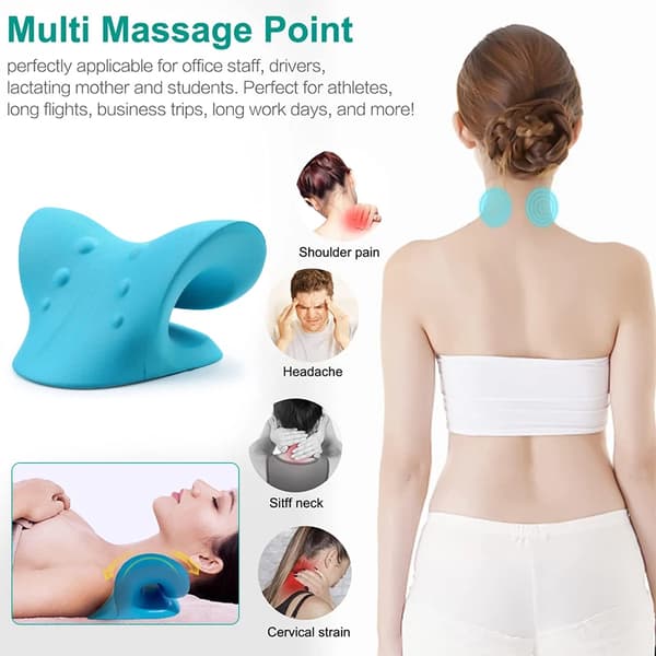 Cervical Traction Kudde for Neck Pain Relief - Adjustable Model[HK] blue