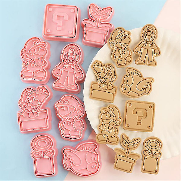 8-pak Super Mario Bro. Kageforme - Seje Spil Kageforme - Fondant Bage DIY Dessert Form Værktøj [HkkK]