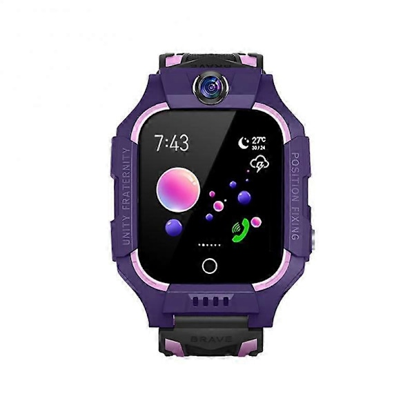 Uusi 2023 älykäs lasten kello GPS-puhelu viestikortti Sim vedenpitävä älykello lapsille S0S valokuva purple Waterproof