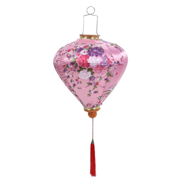 Blomstermønstret lykt Midt-høst silke lykt for dekor Rosa[HK]