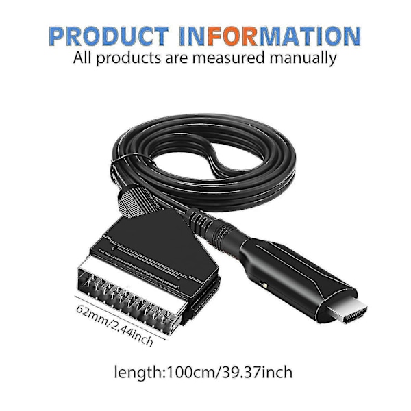 Scart–HDMI-kaapeli – Scart–HDMI-sovitin – All-in-one Scart–HDMI-ääni- ja videomuunnin 1080p/720p [HK]