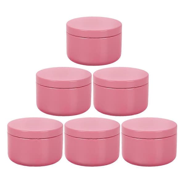 Opbevaringsdåser til aluminiumslys 6 stk. Pink runde metallysglas [HK]