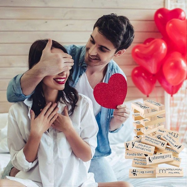 48 stk./sett Byggekloss Stable Tumble Tower Par Date Night Spørsmål Trekloss Voksne Party[HK]