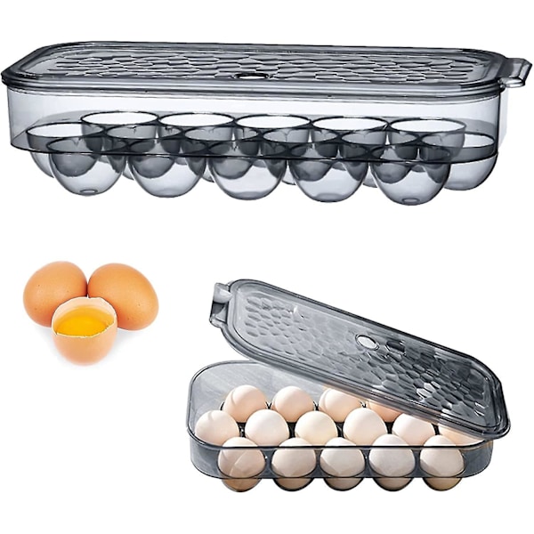 HKK  Egg Container For Refrigerator, Egg Box For 16 Eggs, Stackable Plastic Eggs Storage Box