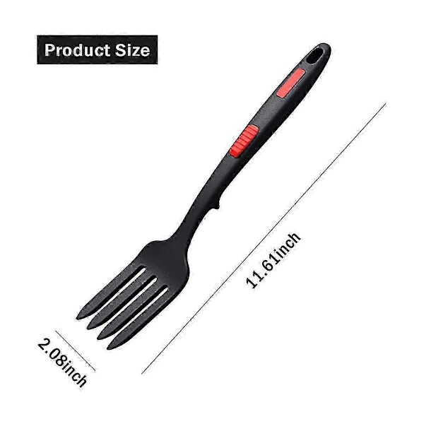 Flexibel silikongaffel, värmebeständig matlagningsgaffel, diskmaskinssäker köksgaffel, köksredskap Non[HK] Black  Red