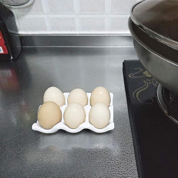 Keramisk äggtallrik, Kök Restaurang Kylskåp Förvaring och Tillagningsbart ägg Porslin Dekorativ låda 6 Gitter Ägghållare[HK]