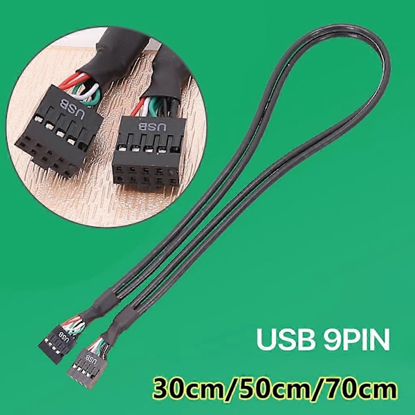 USB 9Pin - 9Pin Naaras Kaapeli USB2.0 Suojattu Johto Kaksisäikeinen [HK] 70cm