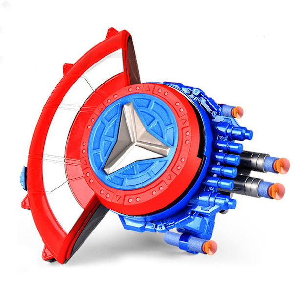 Marvels Avenger Mech Strike Captain Americas Skjold Rollespil Legetøj Med 20 Bløde Kugler Træk Håndtaget For At Udvide, Til Børn Fra 5 År Og Op   A2