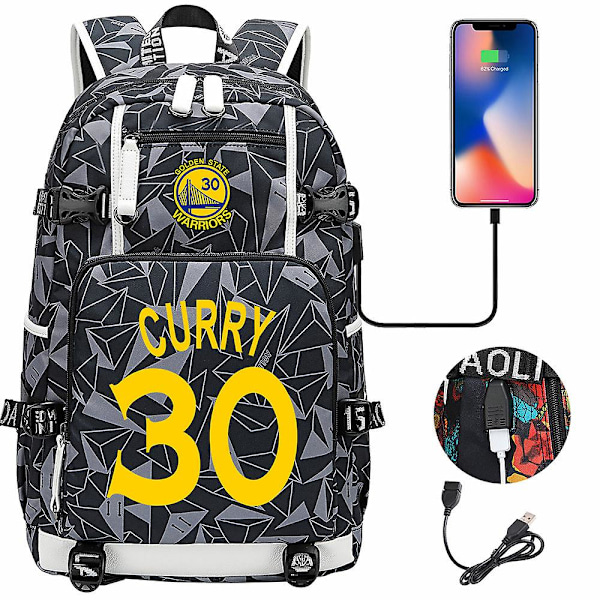 Golden State Warriors Stephen Curry Nr. 30 USB Skoletaske [HK] style 12