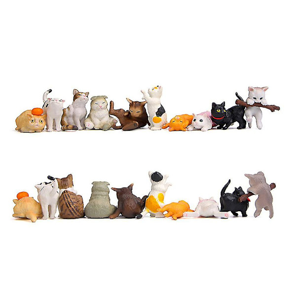 10 st Mini Realistisk Katt Figur Skulptur PVC Leksak Dockhus Trädgårds Prydnader[HK]