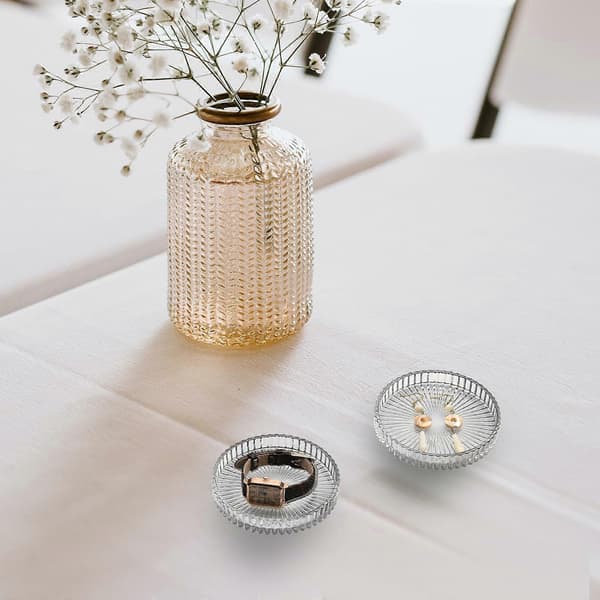 Sett med fire søylelysestaker i glass, 9 cm, lysestaker, dekorative lysfat, egnet for jul.[HK]