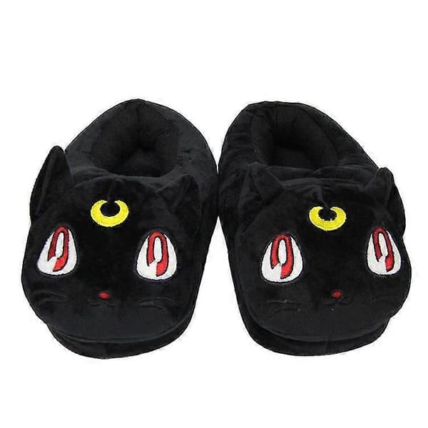 Kat Luna Hjemmesko Søde Anime Fuzzede Plys Slip-on Hjemmesko Høj Kvalitet[HK] Black