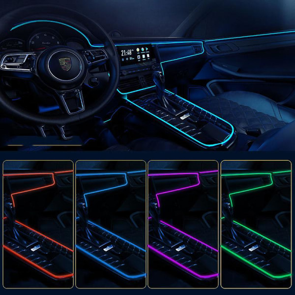 Bil Led interiör Strip Light 3m USB Neon Trådlampor Glödande Ambient Belysning Bildekorationer Interiör Isblå