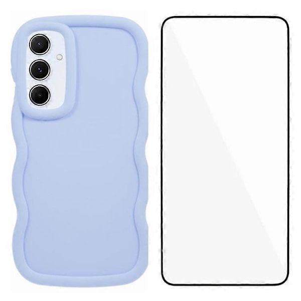 WANLONFENG XL Series til Samsung Galaxy A05s 4G Cover Bølgekant TPU Cover med Hærdet Glas Film[HK] Style F Multicolor