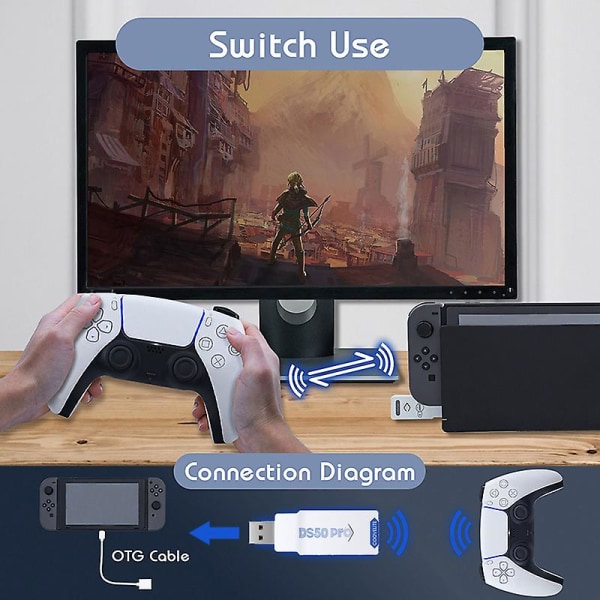 Coov Ds50 Pro för PS5-kontroll till PS4/Switch/PC-adapter för flerspelarläge [HkkK] one size
