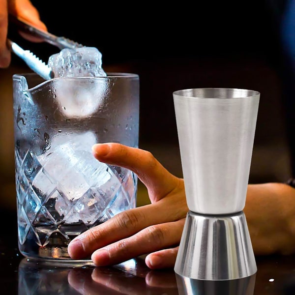 Rustfritt Stål 25/50 Ml Jigger Dobbel Sprit Målebeger Målebeger For Bar Fest Vin Drikk Sha[HkkK] Silver