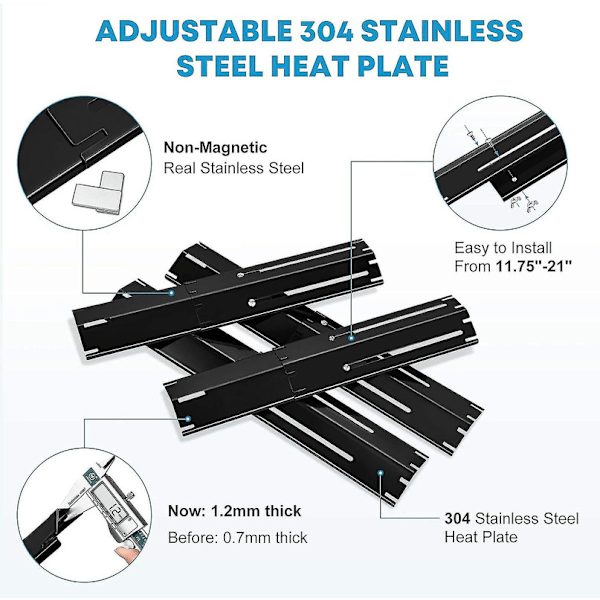 Tcgg-4stk justerbare varmediffusorer, 30-53cm varmeplade gasgrill kit grilltilbehør redskab til de fleste gasgrill universal grill reservedel[HK]