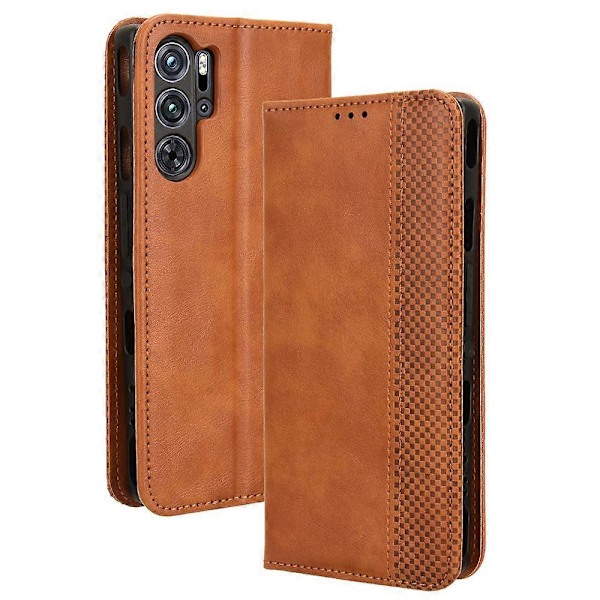 Til ZTE nubia Red Magic 9 Pro 5G/9 Pro+ 5G Læder Etui Magnetisk Flip Wallet Cover[HK] Brown