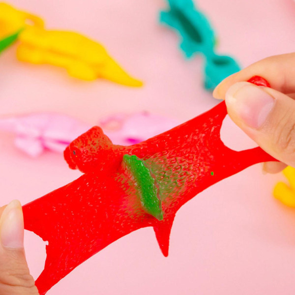 Dinosauriegummi flygleksaker Katapultleksaker Roliga gummisnärtande leksaker Stretchigt spel för dinosaurieskolans aktivitetsfidgets[HK] Multicolor Free Size