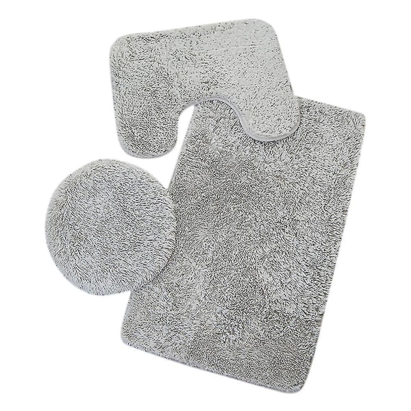 HK 2-pack badrumsmattor i mikrofiber, mjuka och fluffiga badrumsmattor och U-formade toalettmattor, halkfria Camel