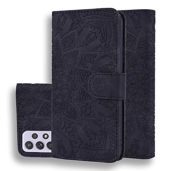Wallet Case til Samsung Galaxy A52/A52S Premium PU Læder Flip Cover Mandala[HK] Black