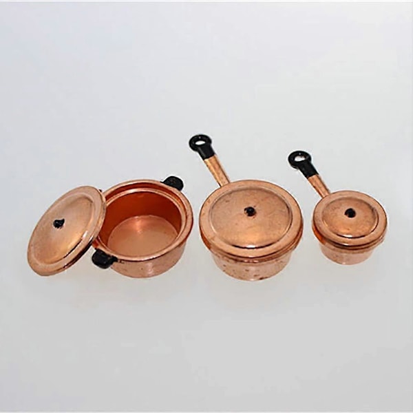 3 st Miniatyr Möbler Köksredskap Kastruller Kökstillbehör Silver + Svart Praktiskt och Professionellt [HK]