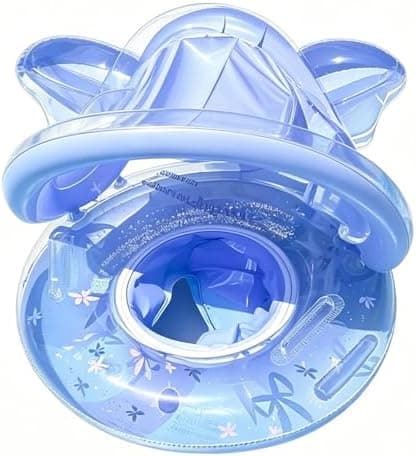 Pool Float til Børn, Oppustelig Flydering med Kaleche, Rørlegetøj til Drenge Piger, Have, Baghave, Gårdhave, Terrasse, Strand, Sommer S[HK] Blue