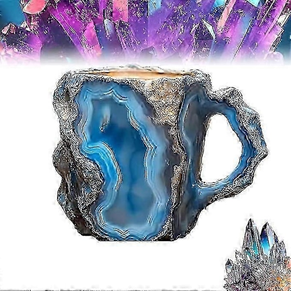 Mineraalikristallikahvikupit, moniväriset kahvikupit kahvalla, tyylikäs kristallilahja kotiin ja toimistoon [HK] Sky Blue