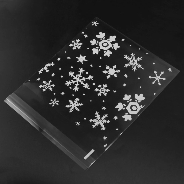 300 Counts återförslutningsbara cellofan julfest Snowflake Cookie Godis Presentpåsar i 3 størrelser