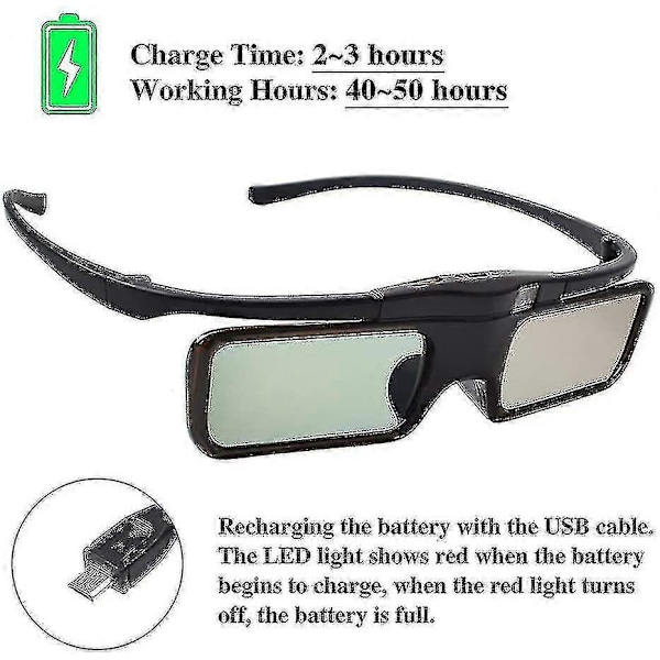3D-glasögon Aktiv Slutare RF 3D-glasögon Uppladdningsbara Lämpliga För RF 3D TV & Projektorer RF[HK]