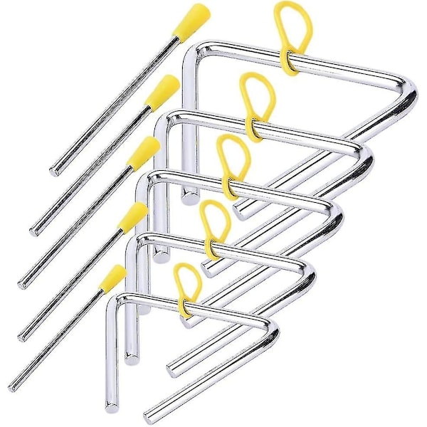 5-pack Musikaliskt Triangelinstrument Set 4 5 6 7 8 Tum Musiktriangel Med Slagpinne För Barn[HK]