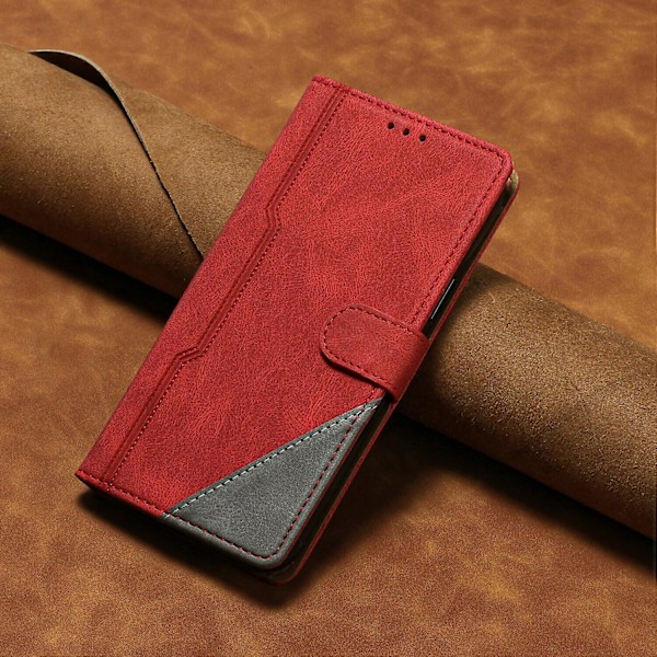 Fodral för iPhone X PU Läder Flip Folio Fodral med Korthållare Magnetisk Stängning Vikbart Ställ Kompatibelt med iPhone X Skal[HK] Red