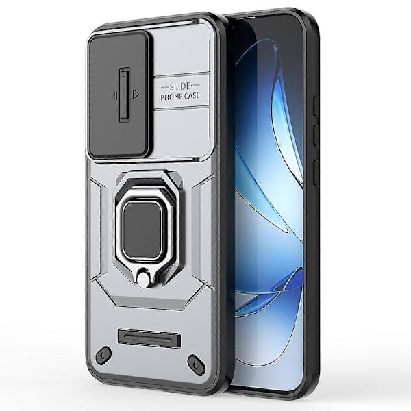 For Oppo Reno13 5G (Global) Deksel PC TPU Støtte Telefonbeskytter med Linsebeskyttelse - Grønn[HK] Grey Multicolor