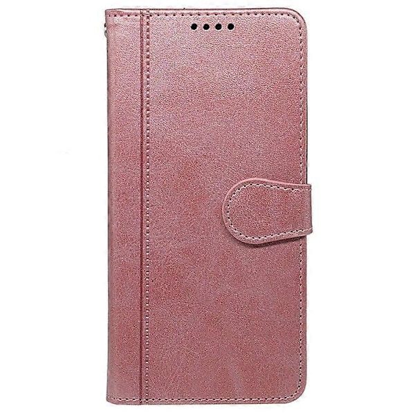 För Samsung Galaxy A56 5G Fodral Kalvtextur Läder Ställ Bokstil Telefonskal [HK] Rose Gold