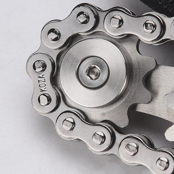 Bike Chain Gear Fidget Spinner Metal Spinner - Ruostumattomasta teräksestä valmistettu uutuuslelu stress relief ja käsien vahvistamiseen[HK] silverblack