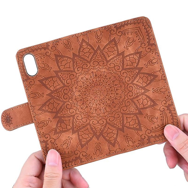 Plånboksfodral för XiaoMi RedMi NOTE 8 PRO Premium PU Läder Flip Cover Mandala[HK] Brown