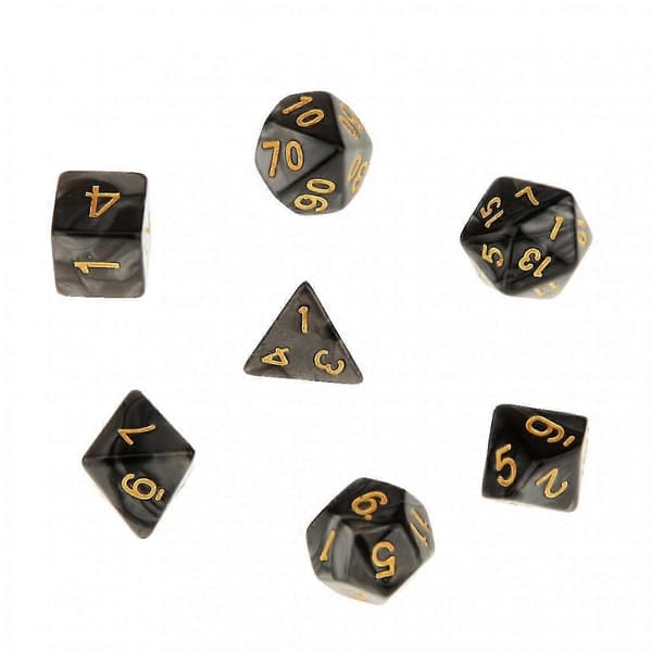7x Polyhedral terninger 16 mm til Dungeons And Dragons Dnd Mtg bordspil sort + 7 polyhedrale terninger til RPG brætspil lilla blå [HK]