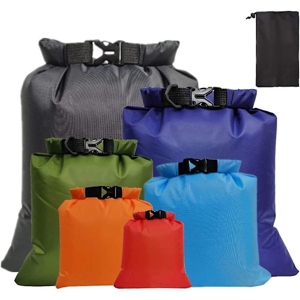 HKK  6 st vattentäta torra väskor set flytande torra säckar för forsränning båtliv campingmulticolor (a-1b)
