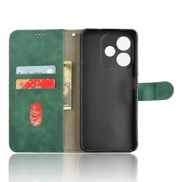 Læderetui til Oppo A5 Pro 5G, hudfølelse, anti-drop, pung, flip telefoncover [HK] Multicolor Green