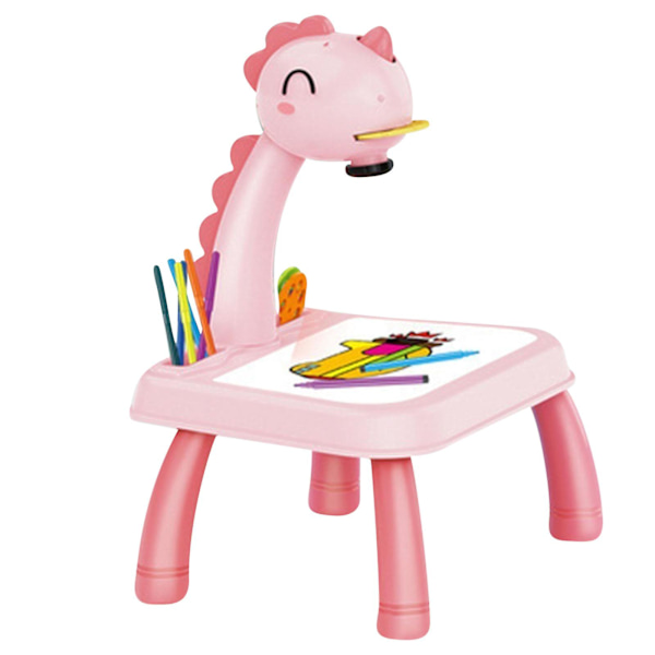 Børns Smart Dinosaur Style Projektor Skrivebord Med Lys & Musik Læring Maleri Maskine Legetøj 5ml[HK] Pink