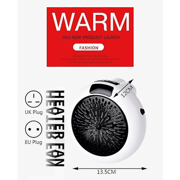Smart Space Elektrisk Fläktvärmare, Vägguttag Elektrisk Element[HK]