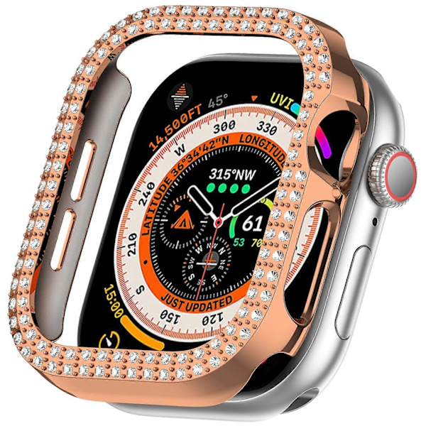 Til Apple Watch Series 10 46mm Dobbelt Række Rhinestone Dekor Hul Cover PC Urramme Etui Multicolor Style A