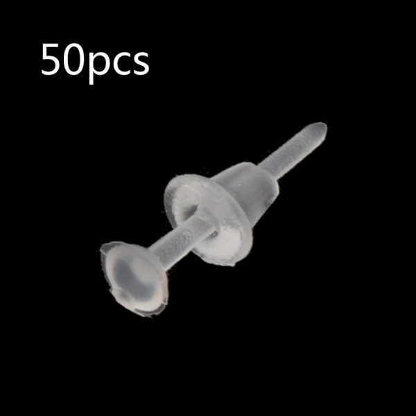 50 par 3 mm usynlige plast øredobber Blanke pins med øredobber bak øredobber