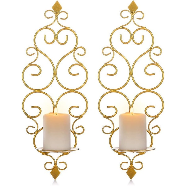 Guld - Sæt med 2 Lampetter Lampetter Metal Væg, Lampetter Til Væg Soveværelse Badeværelse Stue Dekoration,.([HK])